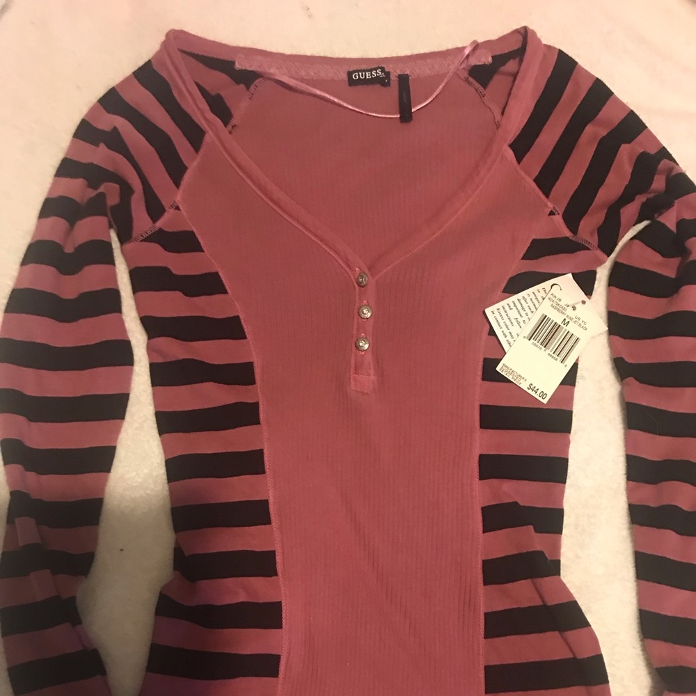 NWT med Guess long sleeve stripped shirt